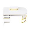 60''Modern Executive Desk,White Curved Computer Desk with Gold Metal Legs,3-Drawers Home Office Desk