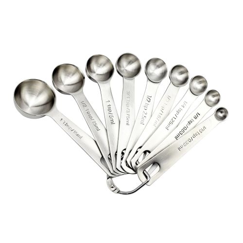 Measuring Spoons: U-Taste 18/8 Stainless Steel Measuring Spoons Set of 9 Piece: 1/16 tsp;  1/8 tsp;  1/4 tsp;  1/3 tsp;  1/2 tsp;  3/4 tsp;  1 tsp;  1
